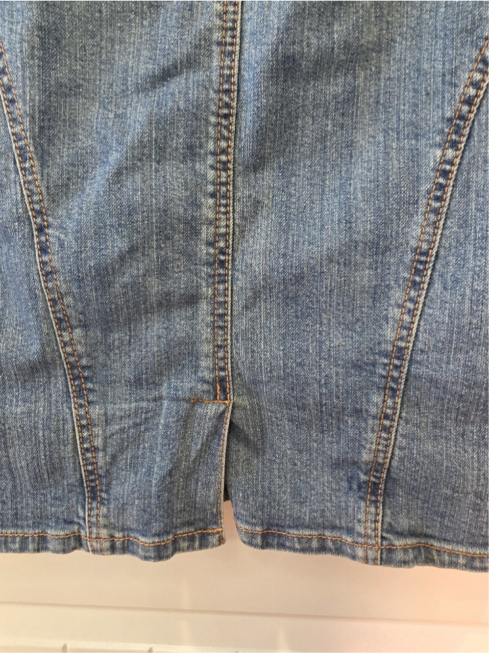 Cripple Creek Denim Western Knee Length Skirt Sz 10 Blue Studded Turquoise Embel - Picture 6 of 10